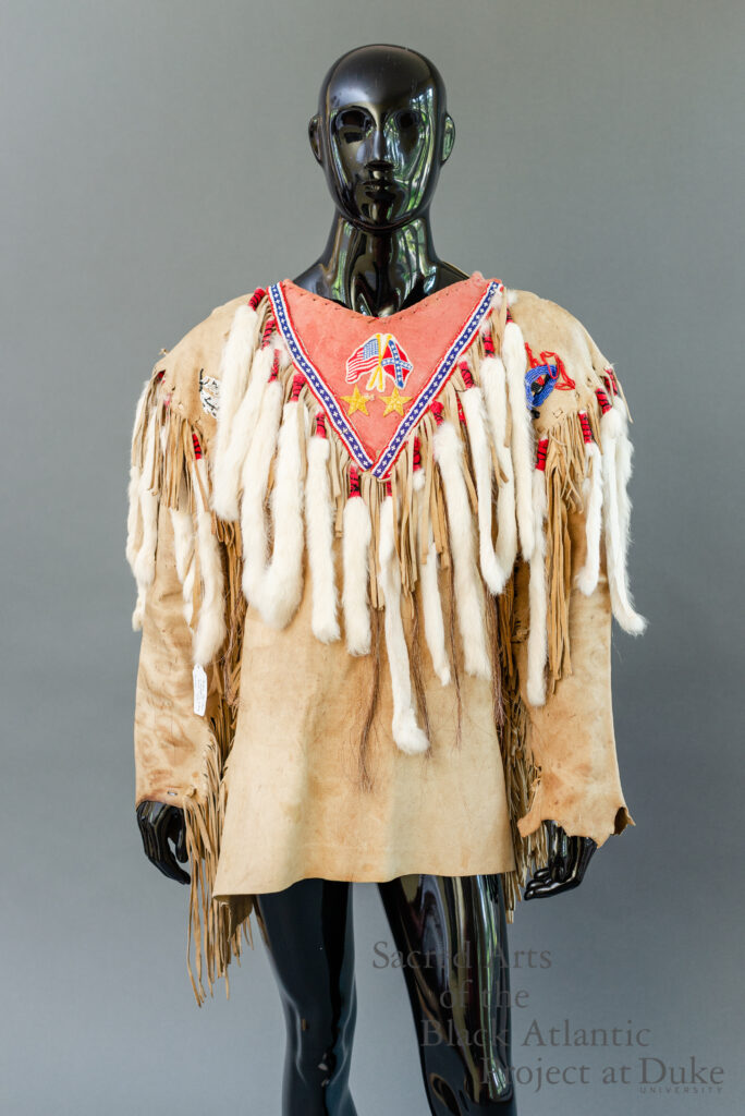 Sioux Beaded War Shirt With Us And Confederate Flags Mid 20th Century